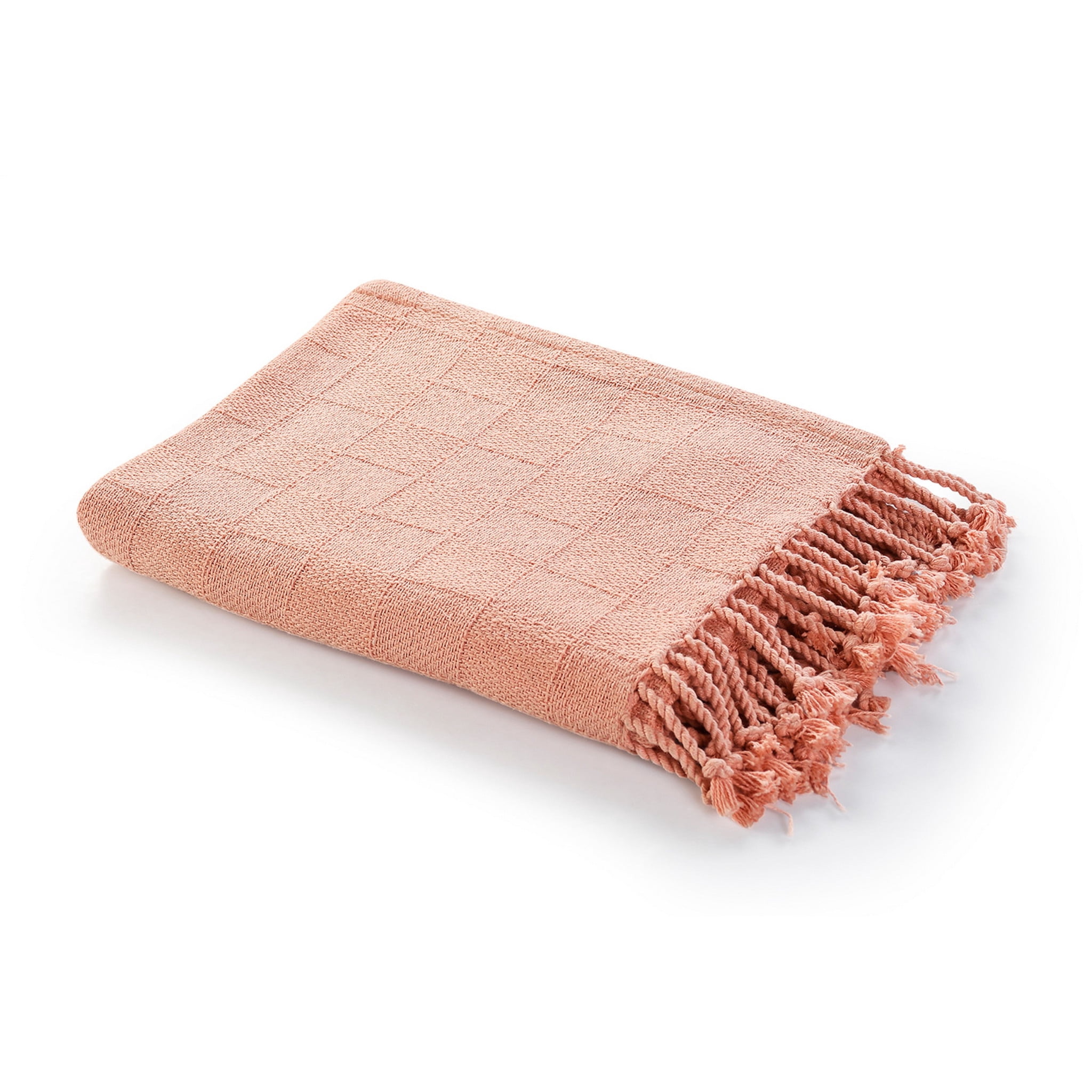 HomeRoots 516558 0.2 x 50 x 60 in. Pink Woven Cotton Solid Color Throw ...
