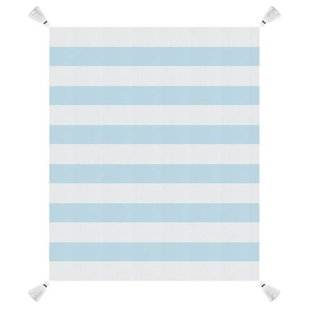 HomeRoots 516595 Woven Cotton Striped Throw Blanket, Blue & White