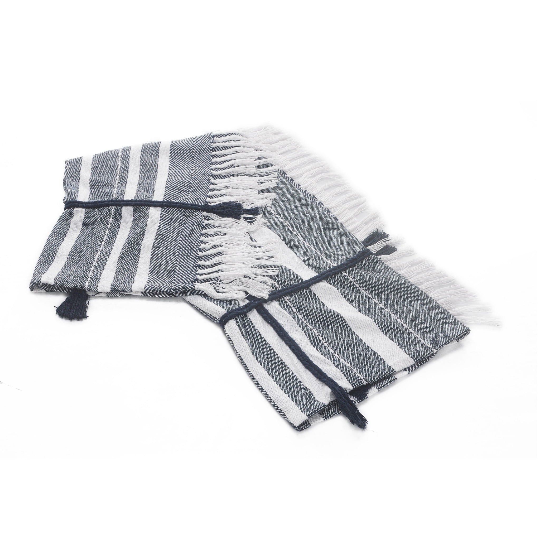 Blue & White Organic Cotton Striped Throw Blanket, 50" x 60"