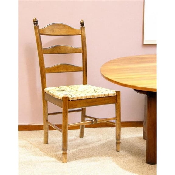 HomeRoots 517740 Straw & Brown Wood Ladder Back Dining Side Chair