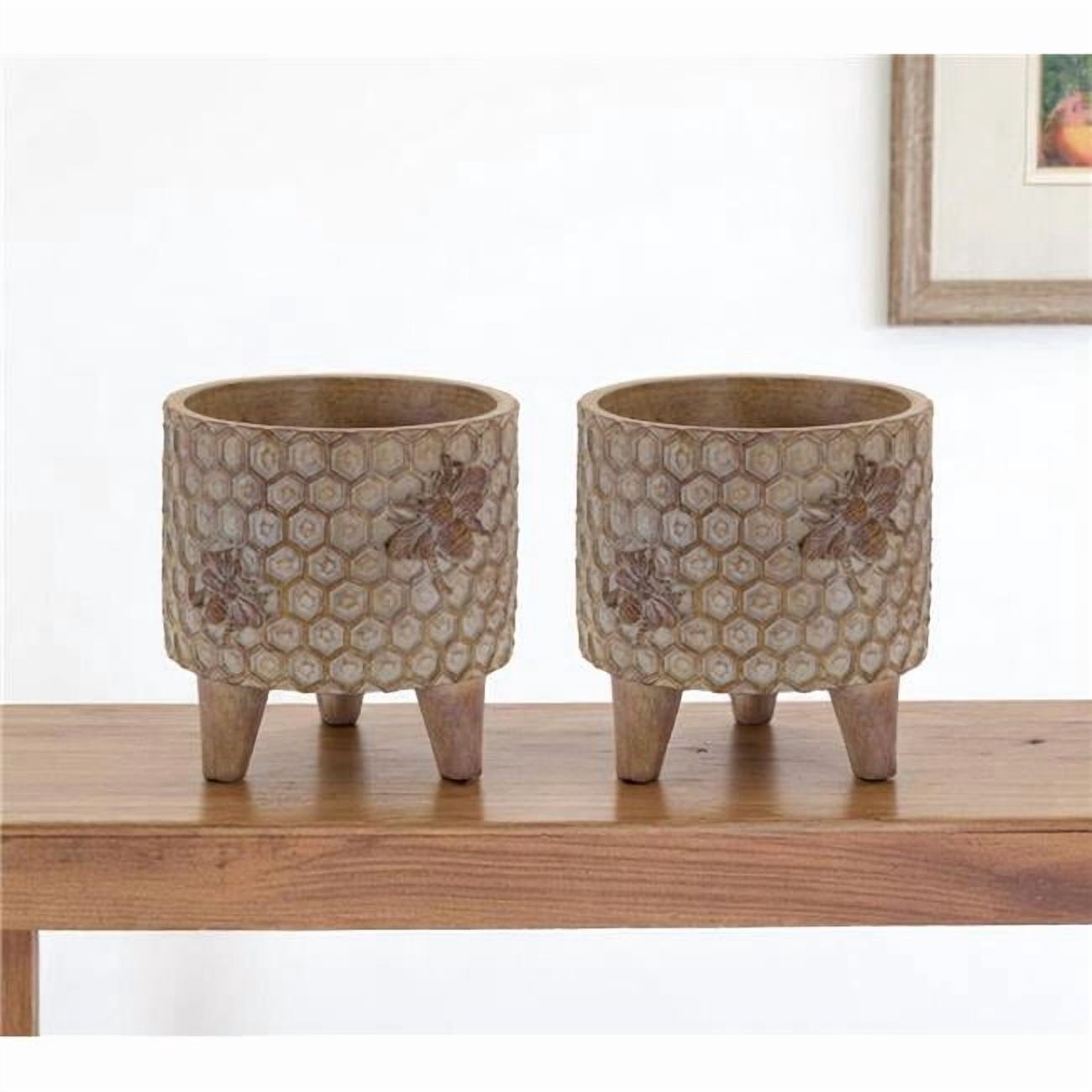 HomeRoots 518002 Brown Polyresin 3 oz Bumble Bee Pot Planters - Set of ...