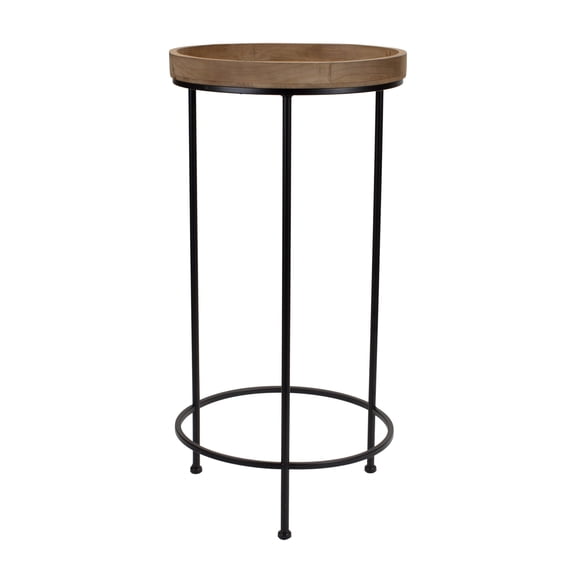 HomeRoots 518014 14 in. Black & Brown Solid Wood Round End Table - Set of 3