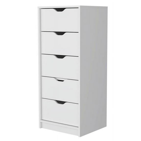 HomeRoots 518027 42.44 x 17.72 x 16.26 in. White Manufactured Wood Five Drawers Narrow Dresser