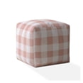 thumbnail image 1 of HomeRoots 518221 17 x 17 x 17 in. Pink & White Cotton Gingham Pouf Ottoman, 1 of 5