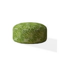 thumbnail image 1 of HomeRoots 518352 20 x 24 x 24 in. Green & White Cotton Round Damask Pouf Ottoman, 1 of 5