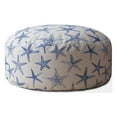 thumbnail image 1 of HomeRoots 518370 20 x 24 x 24 in. Blue & White Canvas Round Abstract Pouf Ottoman, 1 of 3