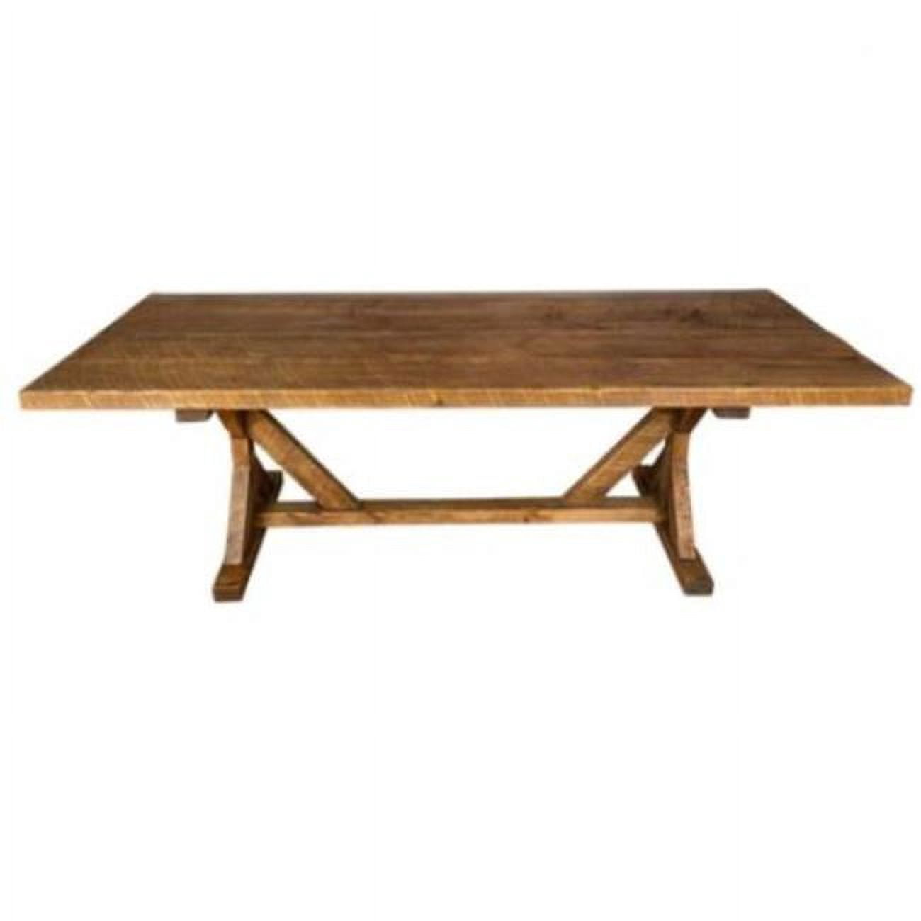 HomeRoots 518603 96 in. Rustic Farmhouse Brown Solid Wood Dining Table ...
