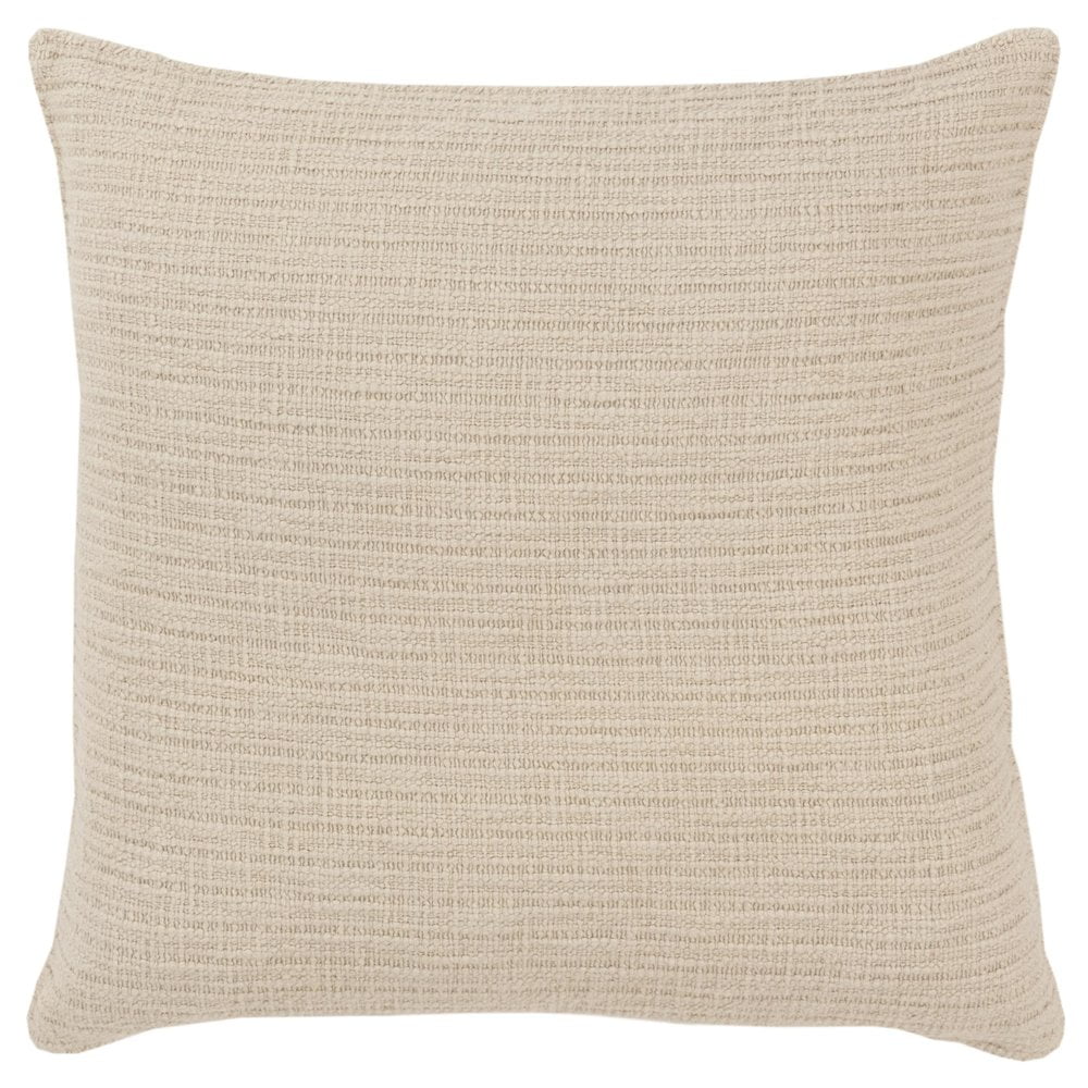 Natural Beige Hand-Woven Cotton Striped Throw Pillow, 22-inch