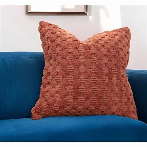 HomeRoots 518701 20 in. Terra Cotta Cotton Throw Pillow with Texture
