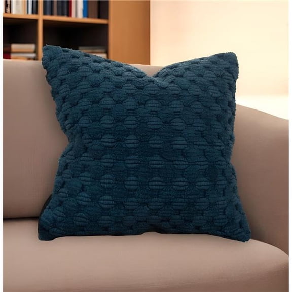 HomeRoots 518704 20 in. Teal Cotton Throw Pillow with Texture