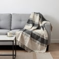 thumbnail image 1 of 50" X 60" Black Cotton Woven Striped Throw Blanket with Fringe, 1 of 5