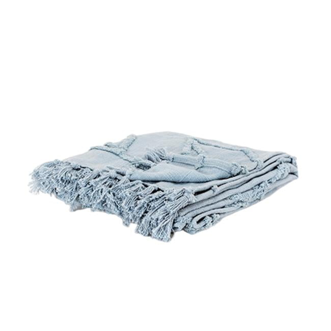 Light Blue Textured Cotton Reversible Throw Blanket