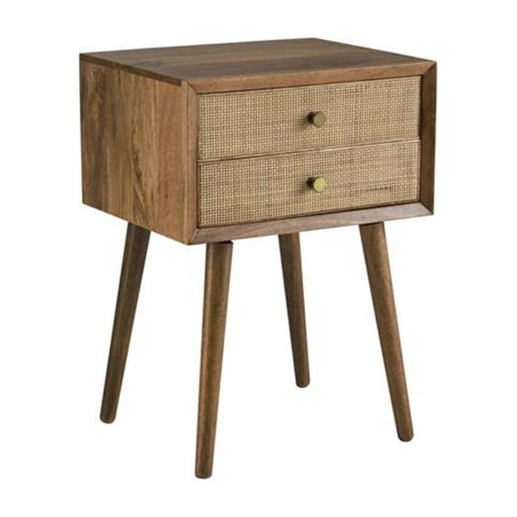 HomeRoots 518884 25 x 18 x 15 in. Chestnut Solid Wood End Table with Two Drawers