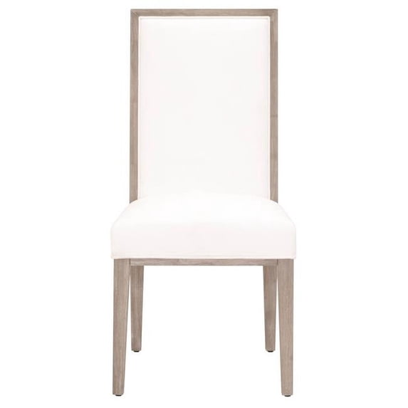 HomeRoots 519016 41.5 in. White & Brown Upholstered Polyester Dining Side Chair, Set of 2