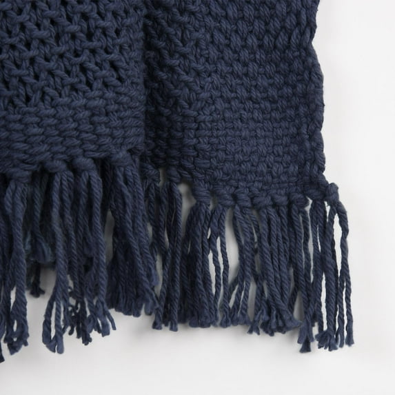 HomeRoots 519075 Indigo Woven 100 Percent Cotton Throw Blanket