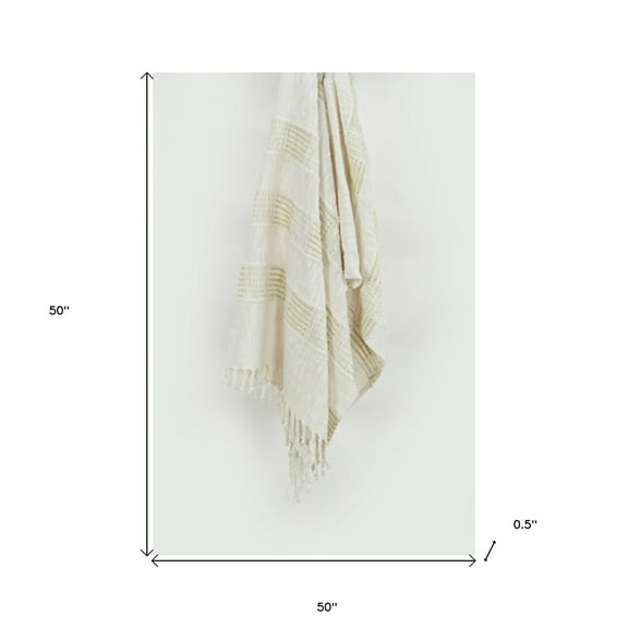 HomeRoots 519079 Natural Woven Cotton Throw Blanket