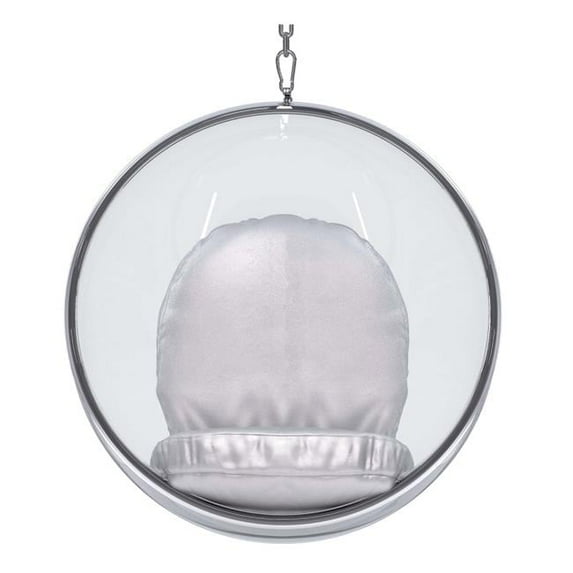 HomeRoots 520607 42 x 42 x 25 in. Silver & Clear Acrylic & Faux Leather Balloon Chair