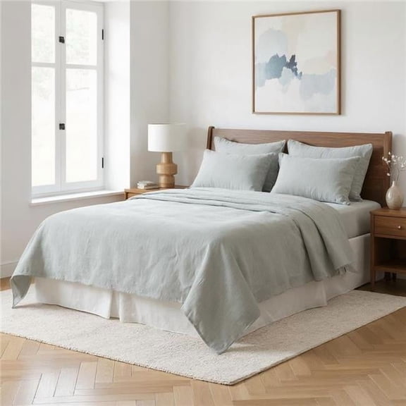 HomeRoots 520751 Linen Full Double Flat Sheet, Blue