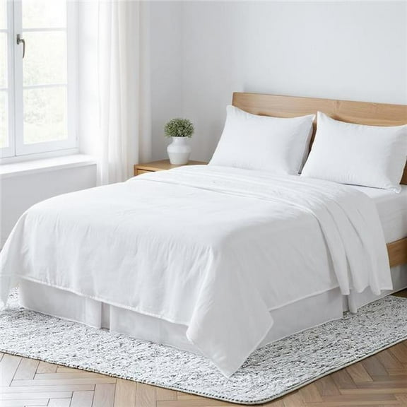 HomeRoots 520757 White Linen Full Double Flat Sheet