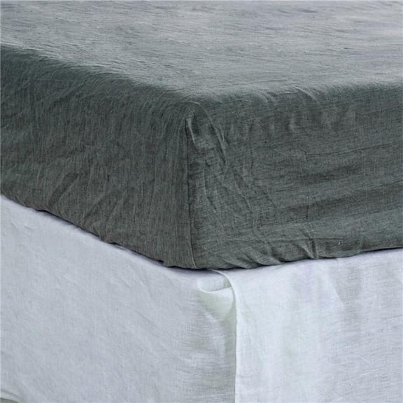 HomeRoots 520779 Slate Gray Linen King Fitted Sheet