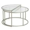 thumbnail image 1 of HomeRoots 521012 18 x 33 x 18 in. Silver Glass Half-Circle Nested Coffee Table - Set of 2, 1 of 3