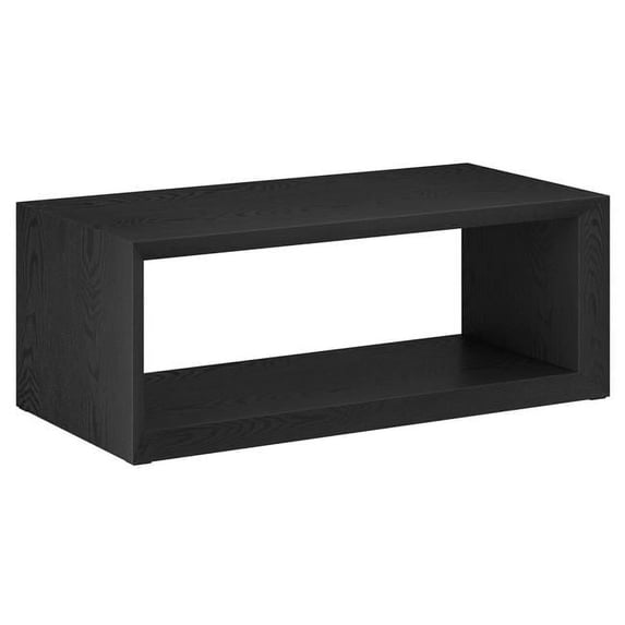 HomeRoots 521020 18 x 48 x 23.38 in. Black Manufactured Wood Rectangular Coffee Table with Shelf