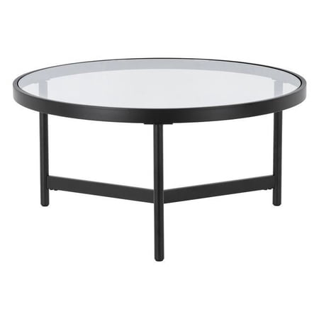 HomeRoots 521067 16 x 32 x 32 in. Black Glass Round Coffee Table