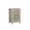 thumbnail image 1 of HomeRoots 521202 22 in. One Drawer One Door Floral Carved Nightstand, Gray, 1 of 3