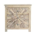 thumbnail image 1 of HomeRoots 521216 30 in. Distressed White Three Drawer Starburst Pattern Solid Wood Nightstand, 1 of 5