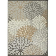 HomeRoots 521650 12 x 15 ft. Floral Power Loom Rectangle Area Rug, Natural