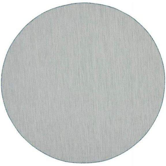 HomeRoots 522009 6 ft. Blue Geometric Power Loom Round Area Rug
