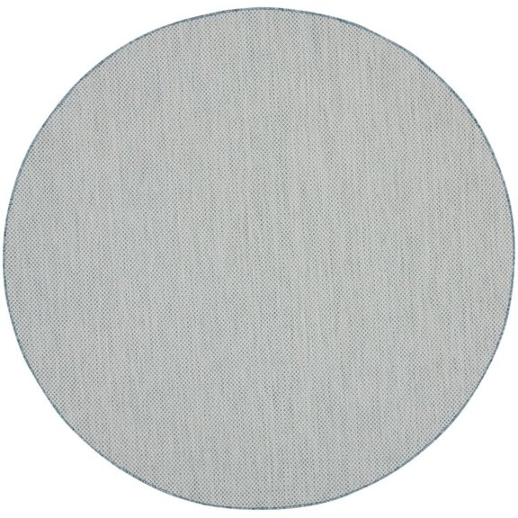 HomeRoots 522009 6 ft. Blue Geometric Power Loom Round Area Rug