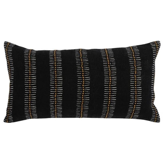 HomeRoots 522738 14 x 26 in. Black Linen Striped Zippered Pillow