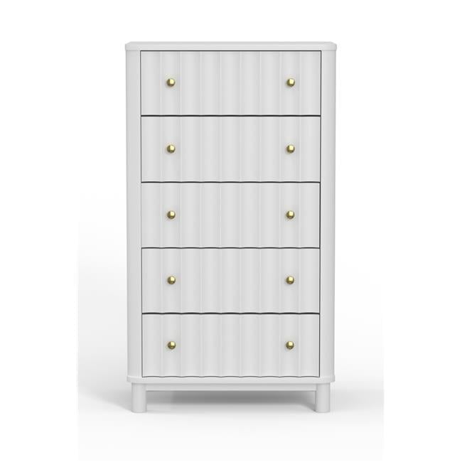 HomeRoots 524134 28 in. White Solid Wood Five Drawer Chest