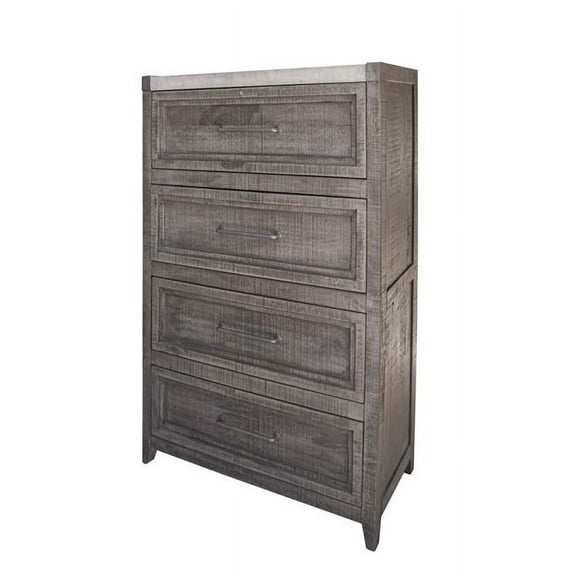 HomeRoots 524583 37 in. Solid Wood Four Drawer Chest, Gray