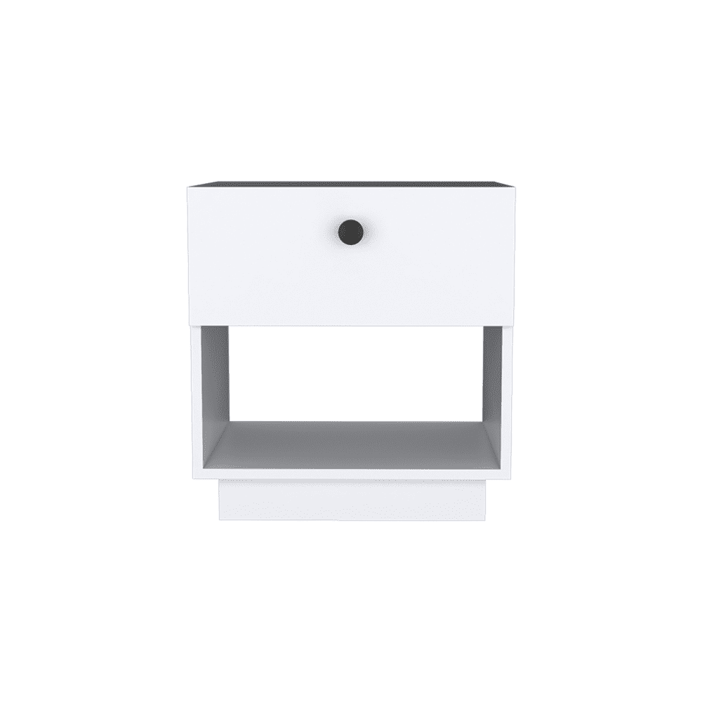 HomeRoots 526155 19.69 x 18.5 x 15.75 in. White 1-Drawer Faux Wood Nightstand