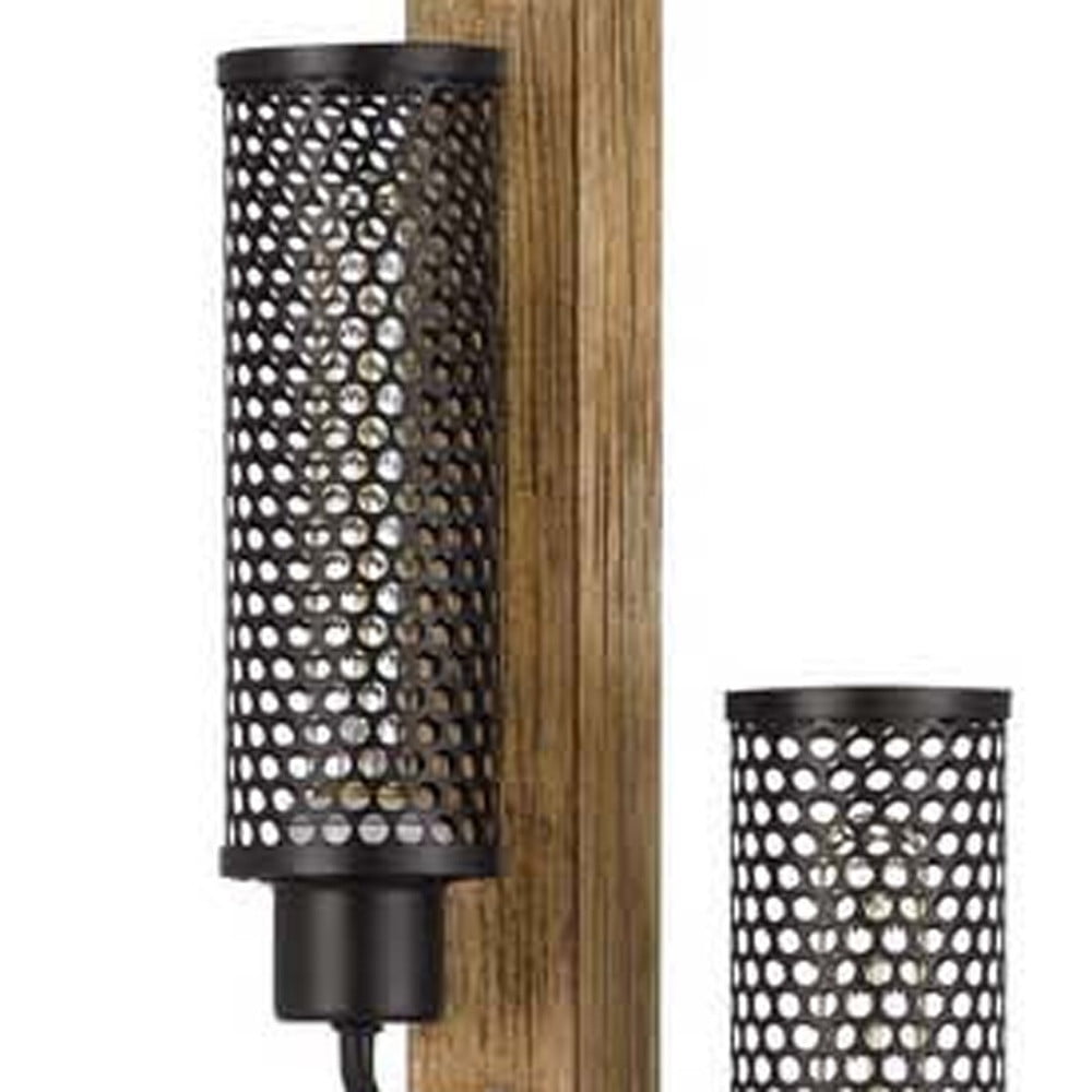 HomeRoots 526293 61 in. Brown Three Light Traditional Shaped Floor Lamp with Black Novelty Shade