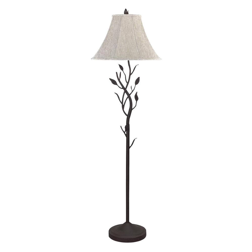 62" Grey Metal Floor Lamp with Brown Bell Shade