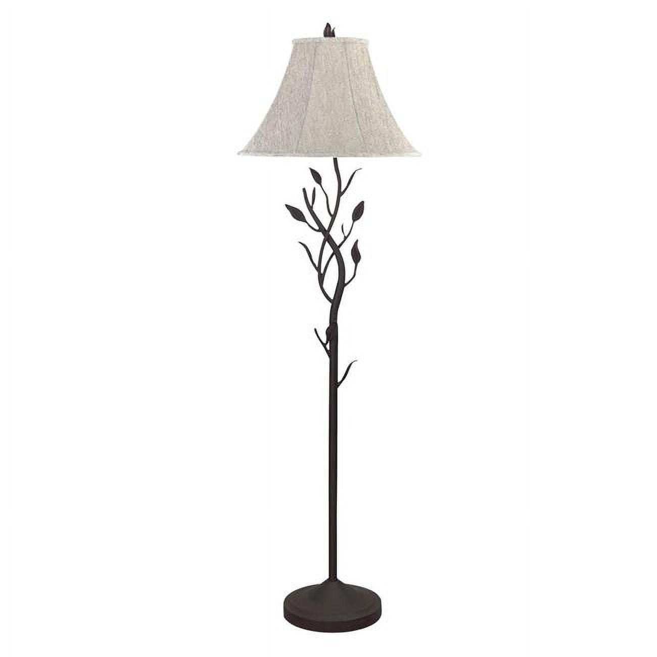 62" Grey Metal Floor Lamp with Brown Bell Shade