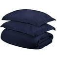 thumbnail image 1 of HomeRoots 528319 Navy Blue King Size Cotton Blend 400 Thread Count Washable Duvet Cover Set, 1 of 5