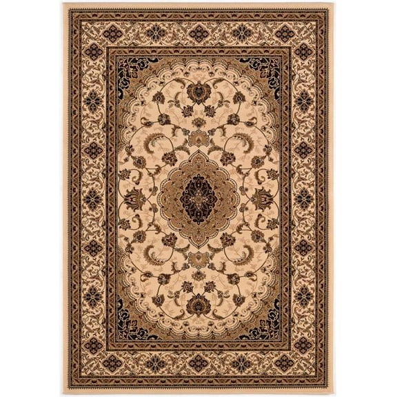 HomeRoots 528824 10 x 13 ft. Oriental Non Skid Area Rug, Cream