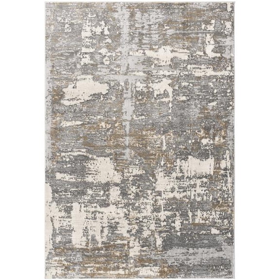 HomeRoots 528832 9 x 12 ft. Abstract Washable Non Skid Area Rug, Beige