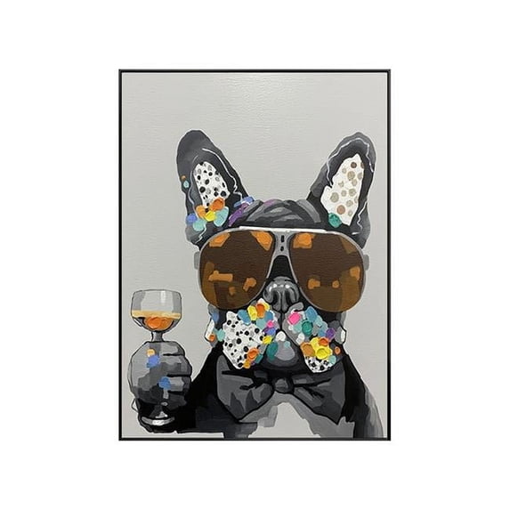 HomeRoots 529388 Black & White Fabric Dog Wall Decor