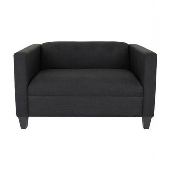 HomeRoots 530506 80 in. Black & Dark Brown Polyester Blend Love Seat