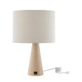 thumbnail image 1 of HomeRoots 530946 20 in. Beige Solid Wood USB Table Lamp with Beige Drum Shade, 1 of 3