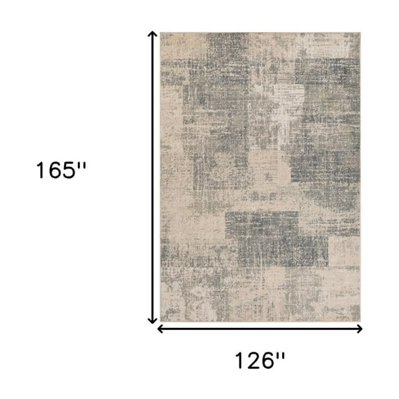 HomeRoots 531714 10 x 14 ft. Abstract Power Loom Rectangle Area Rug, Light Blue