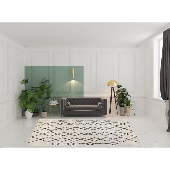 HomeRoots 531976 8 x 11 ft. Gray & Ivory Geometric Shag Rectangle Area Rug