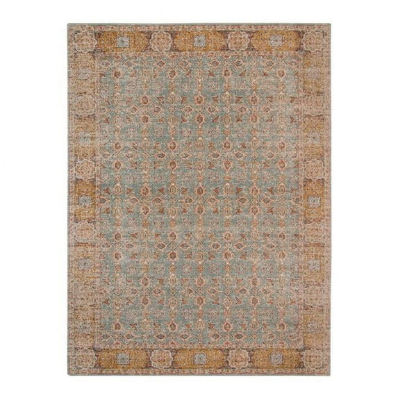 HomeRoots 532118 10 x 14 ft. Teal Blue Floral Power Loom Rectangle Area Rug