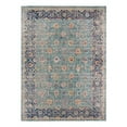 thumbnail image 1 of HomeRoots 532126 10 x 14 ft. Teal Blue Floral Power Loom Rectangle Area Rug with Fringe, 1 of 5