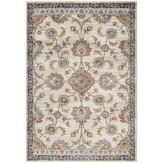 HomeRoots 532167 5 x 7 ft. Ivory Floral Traditional Power Loomed Rectangle Area Rug
